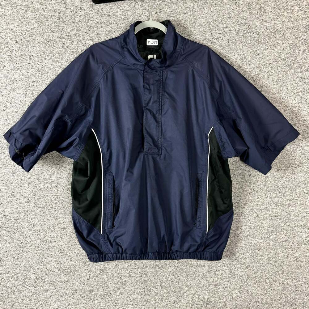 Footjoy Men's Size XL Dark Blue Dryjoys Short Sleeve Shirt Jacket